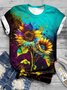 Damen Geblümt Kurzarm T-Shirts T-Shirt Rundhals Lässig Sommer Oberteile