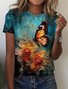 Damen Kurzarm T-Shirts T-Shirt Sommer Geblümt Rundhals Lässig Oberteile