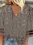 Damen Dreiviertelärmel Bluse Frühling/Herbst Blumenmuster Mesh V-Ausschnitt Täglich Ausgehen Lässig Oberteile