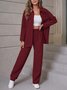 Damen Unifarben Zweiteiliges Set Täglich Langarm Lässig Frühling/Herbst Bluse mit Hose Matching Set