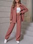 Damen Unifarben Zweiteiliges Set Täglich Langarm Lässig Frühling/Herbst Bluse mit Hose Matching Set