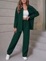 Damen Unifarben Zweiteiliges Set Täglich Langarm Lässig Frühling/Herbst Bluse mit Hose Matching Set