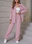 Damen Unifarben Zweiteiliges Set Täglich Langarm Lässig Frühling/Herbst Bluse mit Hose Matching Set