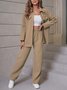 Damen Unifarben Zweiteiliges Set Täglich Langarm Lässig Frühling/Herbst Bluse mit Hose Matching Set