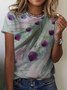 Damen Pfauenblau Kurzarm T-Shirts T-Shirt Rundhals Lässig Sommer Oberteile
