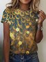 Damen Pfauenblau Kurzarm T-Shirts T-Shirt Rundhals Lässig Sommer Oberteile