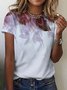 Damen Pfauenblau Kurzarm T-Shirts T-Shirt Rundhals Lässig Sommer Oberteile
