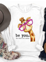 Damen Textbriefe Langarm T-Shirts T-Shirt Rundhals Lässig Frühling/Herbst Oberteile