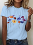 Damen Kurzarm T-Shirts T-Shirt Sommer Geblümt Rundhals Lässig Oberteile