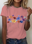 Damen Kurzarm T-Shirts T-Shirt Sommer Geblümt Rundhals Lässig Oberteile