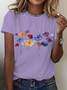 Damen Kurzarm T-Shirts T-Shirt Sommer Geblümt Rundhals Lässig Oberteile