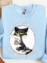 Damen Rundhals Katze Lässig Frühling/Herbst Baumwolle Langarm Sweatshirt