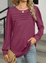Damen Langarm T-Shirts T-Shirt Frühling/Herbst Unifarben Rundhals Täglich Ausgehen Lässig Oberteile