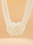 Elegant Farbblock Faux Perle Korn mehrschichtig Halskette