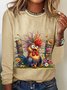 Damen Langarm T-Shirts T-Shirt Frühling/Herbst Tier Baumwollmischung Rundhals Täglich Ausgehen Lässig Oberteile