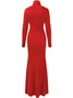 Fehaute Damen Langarm Herbst Unifarben Wolle Kleid Rollkragen Ausgehen Urban Maxikleid Hauteng Strickkleid Rot