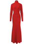 Fehaute Damen Langarm Herbst Unifarben Wolle Kleid Rollkragen Ausgehen Urban Maxikleid Hauteng Strickkleid Rot