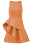 Damen Ärmellos Sommer Unifarben Gerüscht Kleid Rundhals Date Ausgehen Urban Mini A-Linien Orange