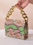 Fashion Schlangenhaut Quadrat Metallkette Handtasche