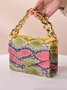 Fashion Schlangenhaut Quadrat Metallkette Handtasche