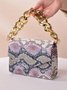 Fashion Schlangenhaut Quadrat Metallkette Handtasche