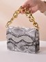Fashion Schlangenhaut Quadrat Metallkette Handtasche