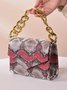 Fashion Schlangenhaut Quadrat Metallkette Handtasche