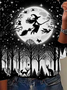 Damen Langarm T-Shirts T-Shirt Frühling/Herbst Halloween Jersey Rundhals Urlaub Ausgehen Lässig Oberteile Schwarz