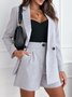 Damen Unifarben Taschennähen Zweiteiliges Set Täglich Langarm Lässig Frühling/Herbst Bluse mit Hose Matching Set