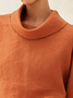 Damen Langarm Bluse Frühling/Herbst Unifarben Baumwolle Leinen Mock Neck Täglich Ausgehen Lässig Oberteile Orange