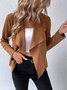 Damen Frühling/Herbst Oberbekleidung Lässig Veloursleder Reißverschluss Unifarben Langarm Jacke