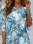 Damen Langarm T-Shirts T-Shirt Frühling/Herbst Geblümt Jersey Rundhals Täglich Ausgehen Lässig Oberteile Blau