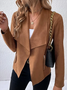 Damen Frühling/Herbst Oberbekleidung Lässig Veloursleder Reißverschluss Unifarben Langarm Jacke