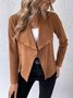 Damen Frühling/Herbst Oberbekleidung Lässig Veloursleder Reißverschluss Unifarben Langarm Jacke