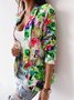 Damen Frühling/Herbst Oberbekleidung Lässig Geblümt Langarm Schalkragen Regelmäßig Blazer