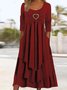 Damen Langarm Frühling/Herbst Geometrisch Schnalle Jersey Kleid Rundhals Täglich Ausgehen Lässig Maxikleid X-Linie