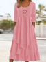 Damen Langarm Frühling/Herbst Geometrisch Schnalle Jersey Kleid Rundhals Täglich Ausgehen Lässig Maxikleid X-Linie