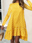 Damen Langarm Frühling/Herbst Polka Dots Kleid Rollkragen Täglich Ausgehen Lässig Mini H-Linie