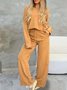 Damen Unifarben Schnalle Zweiteiliges Set Täglich Langarm Lässig Frühling/Herbst Bluse mit Hose Matching Set
