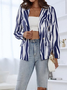 Damen Frühling/Herbst Oberbekleidung Lässig Gestreift Langarm Regelmäßig Blazer