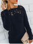 Damen Spitze Frühling/Herbst Unifarben Lässig Langarm V-Ausschnitt Garn/Wollgarn Pullover