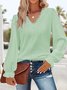 Damen Langarm T-Shirts T-Shirt Frühling/Herbst Unifarben Spitze V-Ausschnitt Täglich Ausgehen Lässig Oberteile