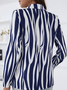 Damen Frühling/Herbst Oberbekleidung Lässig Gestreift Langarm Regelmäßig Blazer