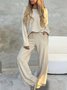 Damen Unifarben Schnalle Zweiteiliges Set Täglich Langarm Lässig Frühling/Herbst Bluse mit Hose Matching Set