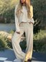 Damen Unifarben Schnalle Zweiteiliges Set Täglich Langarm Lässig Frühling/Herbst Bluse mit Hose Matching Set