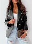 Damen Frühling/Herbst Oberbekleidung Lässig Unifarben Langarm Regelmäßig Blazer