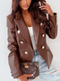Damen Frühling/Herbst Oberbekleidung Lässig Unifarben Langarm Regelmäßig Blazer