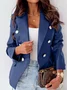 Damen Frühling/Herbst Oberbekleidung Lässig Unifarben Langarm Regelmäßig Blazer