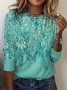 Damen Langarm T-Shirts T-Shirt Frühling/Herbst Blätter Spitze Jersey Rundhals Täglich Ausgehen Lässig Oberteile