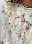 Damen Langarm T-Shirts T-Shirt Frühling/Herbst Geblümt Print Jersey Rundhals Täglich Ausgehen Retro Oberteile Hellgrün